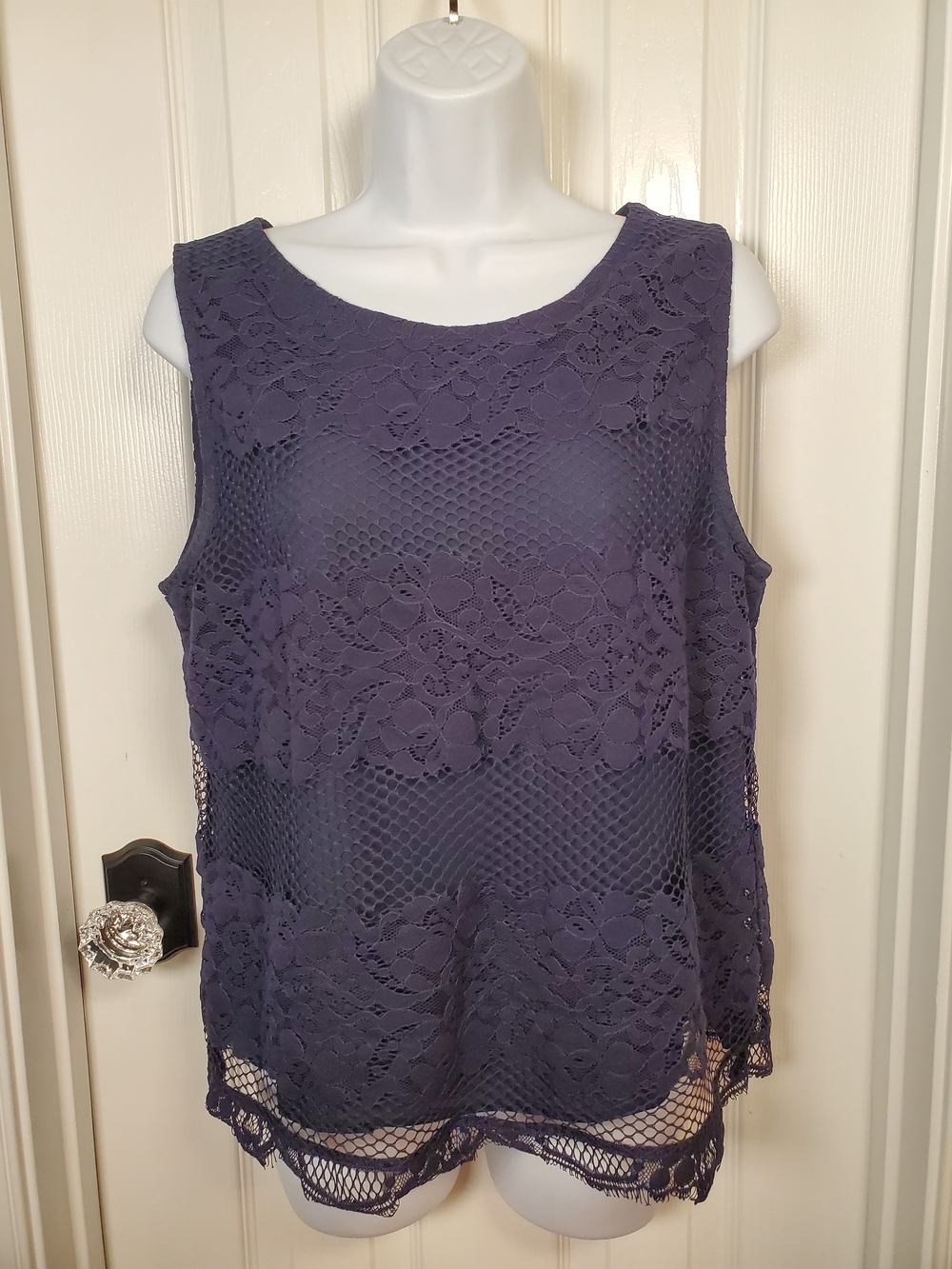 LOFT Midnight Blue Lace Sleeveless Camisole Top Sz. M